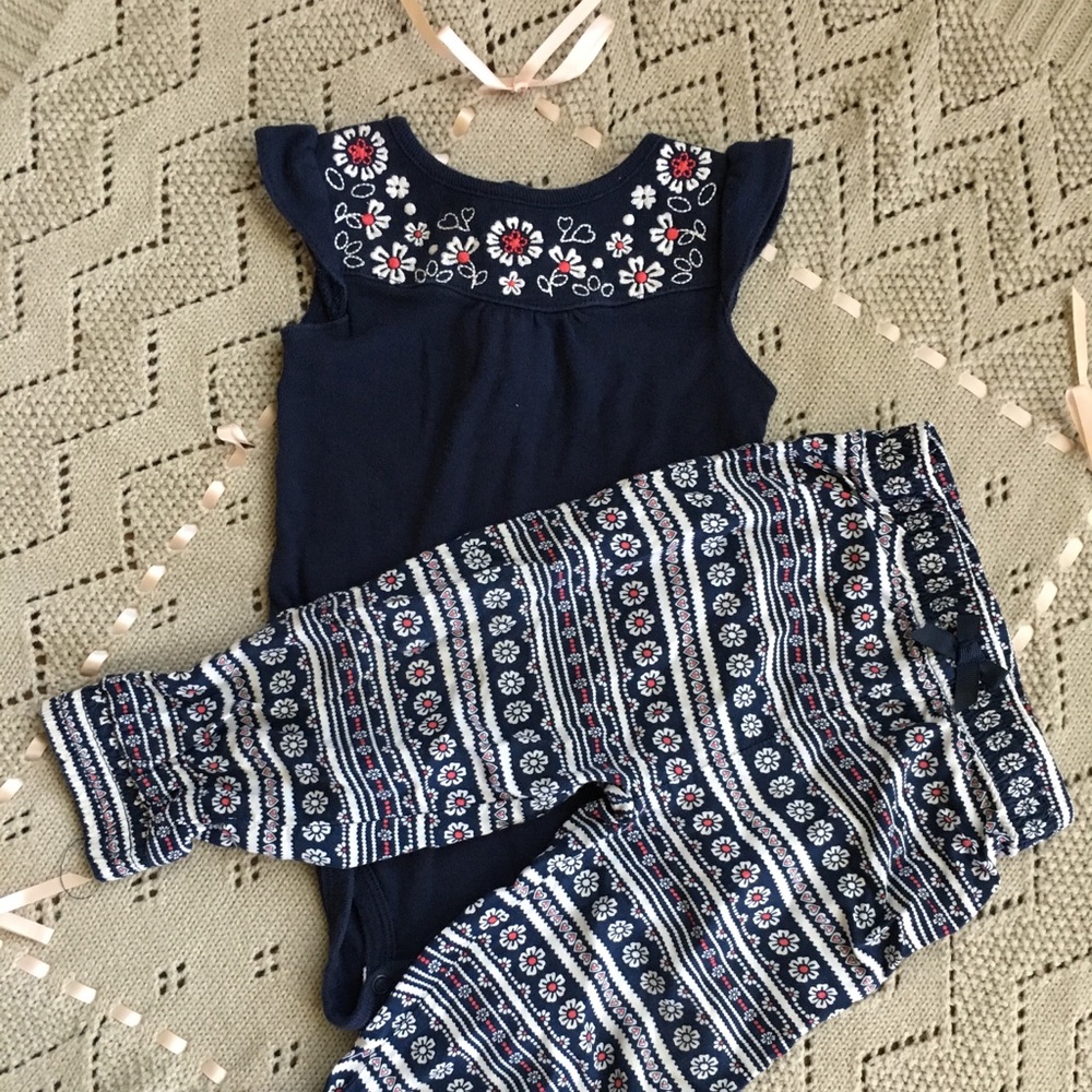 18 mo girl blue floral set
